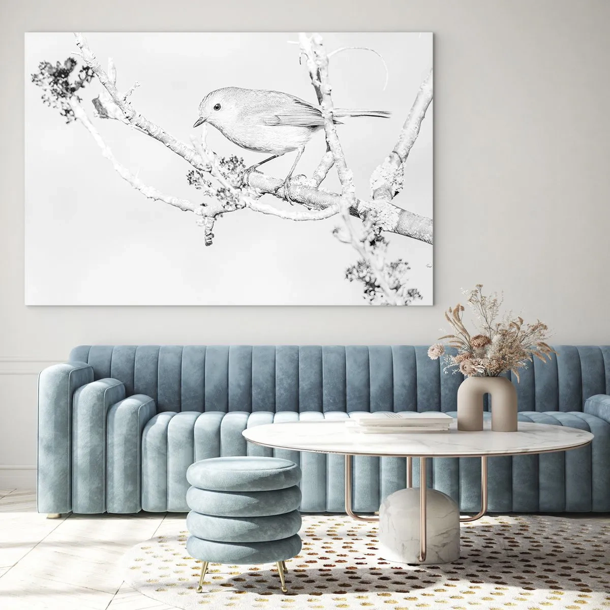 Glastavla - Bild på glas - Vintermorgon - 120x80 cm