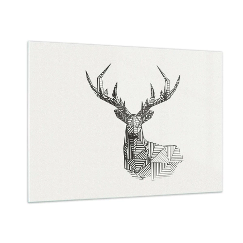Glastavla - Bild på glas - Hjort i kubistisk stil - 100x70 cm