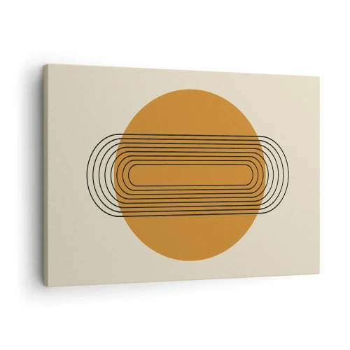 Canvastavla - Bild på duk - Geometriskt mönster med orangea cirklar och linjer - 70x50cm - Perfekt plan - Modern väggdekoration för vardagsrum och sovrum ARTTOR