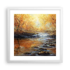 Affisch i vit ram - Gyllene bäck - 40x40 cm