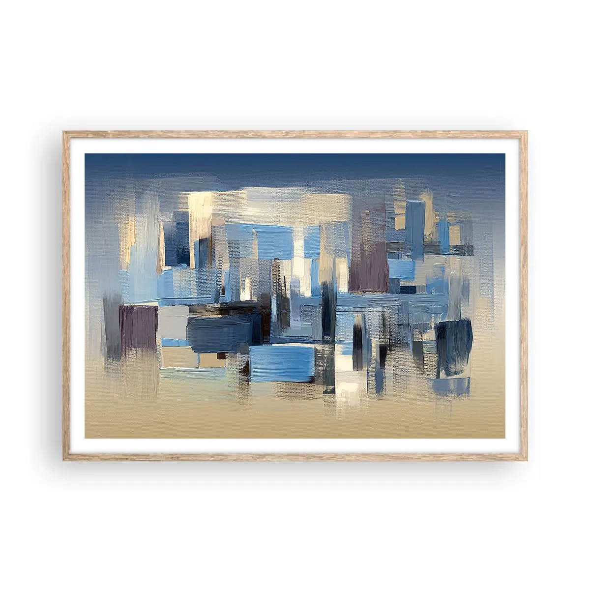 Affisch i ram av ljusek - Blå konstruktion - 100x70 cm