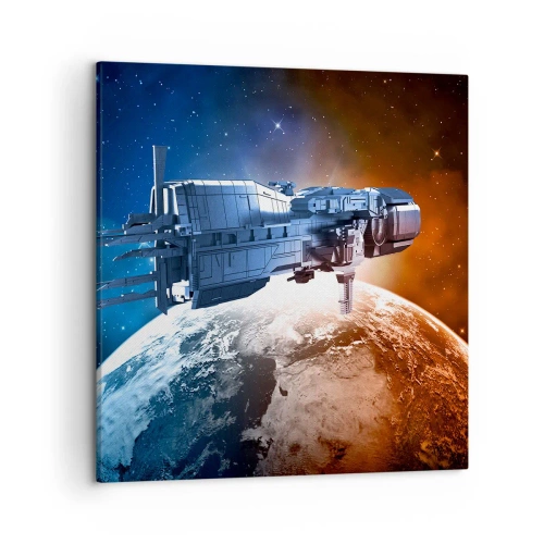 Canvastavla - Bild på duk - Uppmärksam åskådare - 50x50 cm