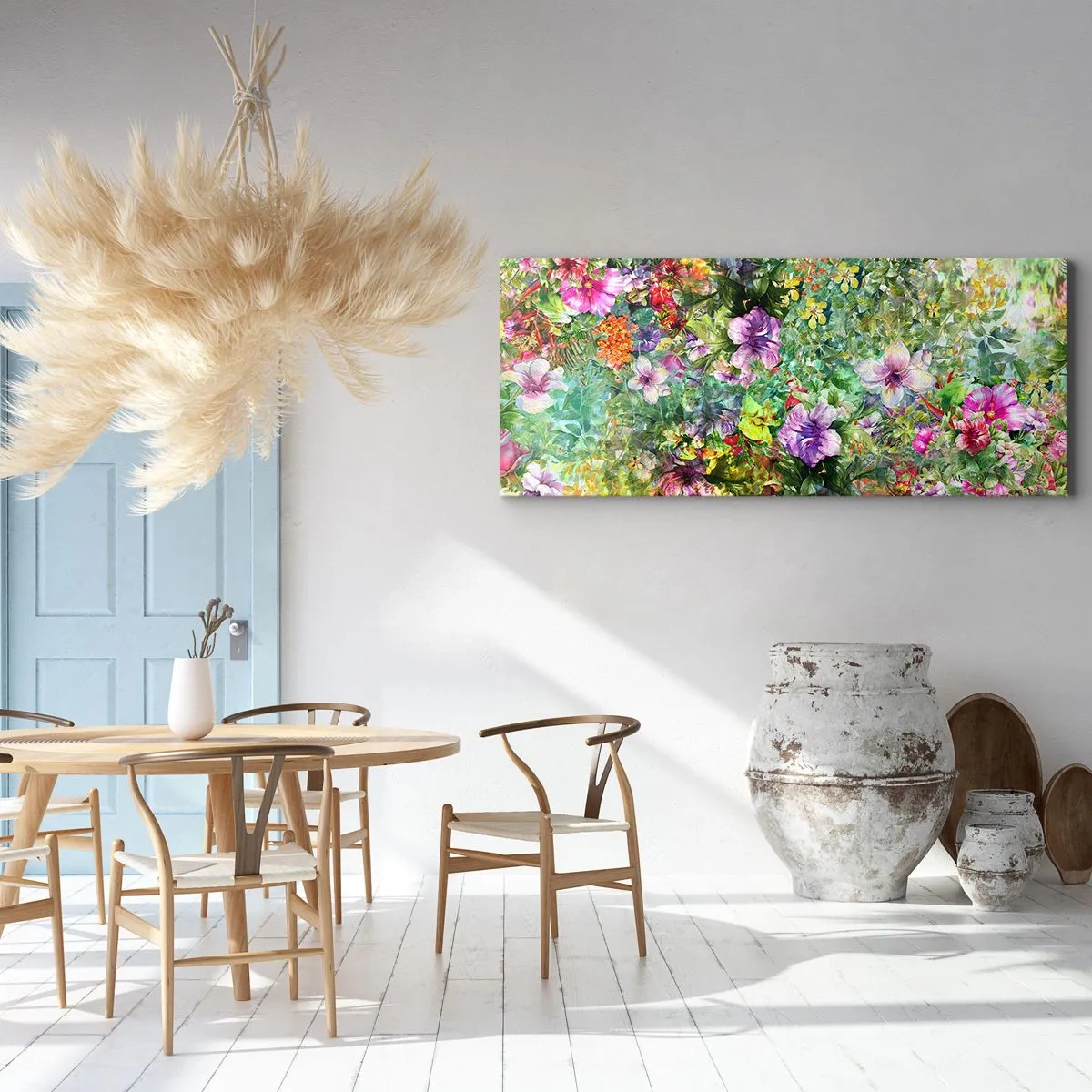 Canvastavla - Bild på duk - Ta en dopp i blommorna - 100x40 cm