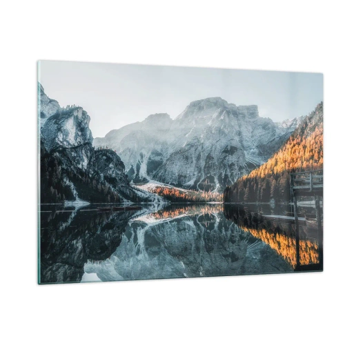 Glastavla - Bild på glas - Spegellandskap - 120x80 cm