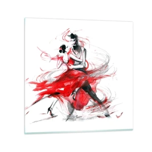 Glastavla - Bild på glas - Tango - passionens rytm - 50x50 cm