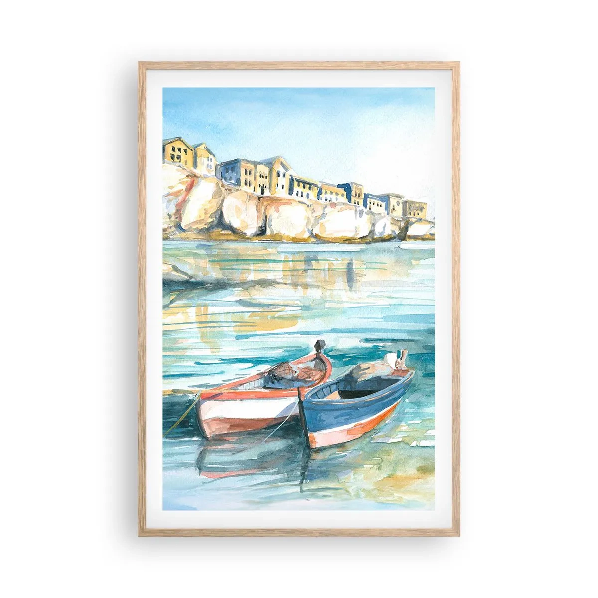 Affisch i ram av ljusek - Landskap i azurblått - 61x91 cm