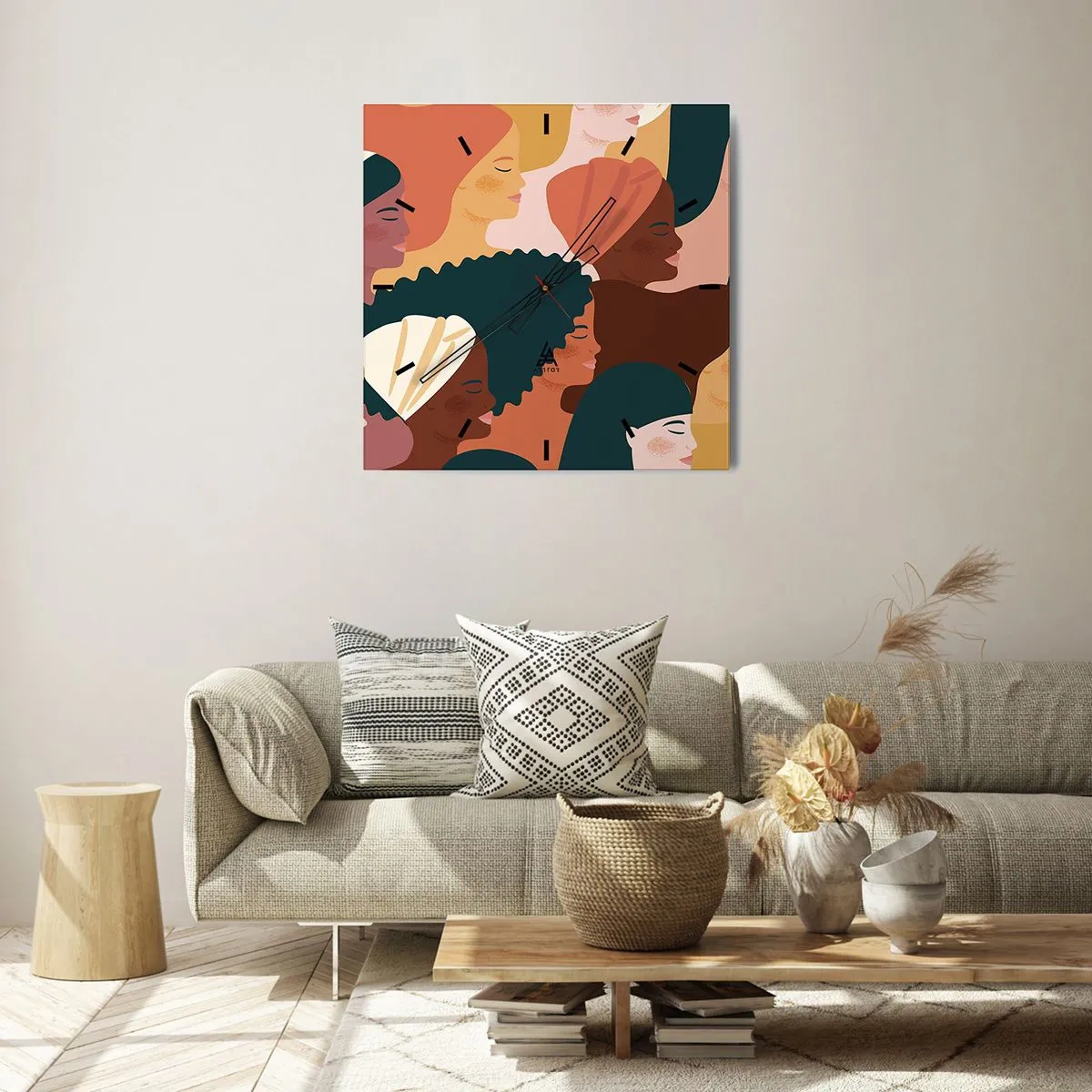 Väggklocka - Klocka på glas - Endast kvinnlighet - 40x40 cm