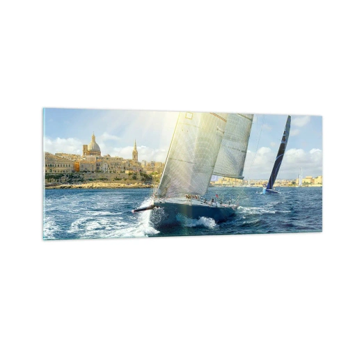 Glastavla - Bild på glas - Dags att lämna staden - 100x40 cm