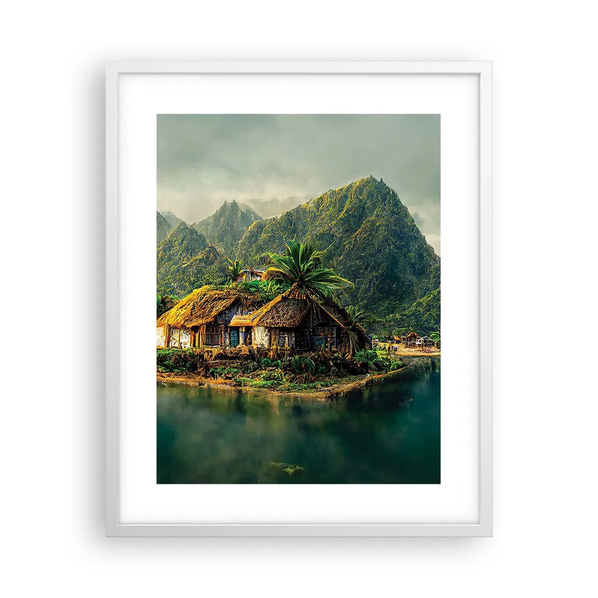 Affisch i vit ram - Tropiskt paradis - 40x50 cm