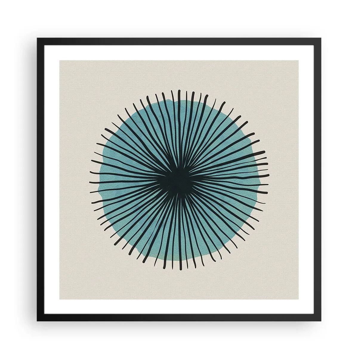 Affisch i svart ram - Radier mot blått - 60x60 cm
