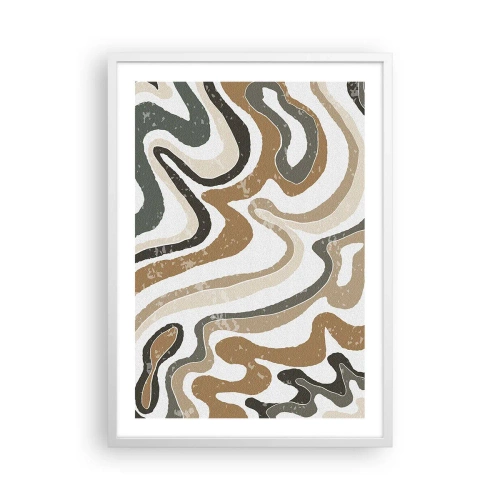 Affisch i vit ram - Meandrar av jordnära färger - 50x70 cm