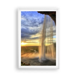 Affisch i vit ram - Världen bakom ridå av droppar - 61x91 cm