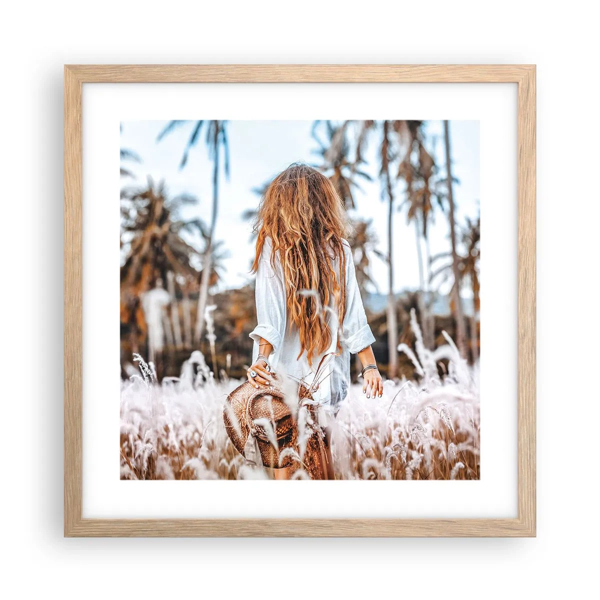 Affisch i ram av ljusek - Född ur gräsdun - 40x40 cm