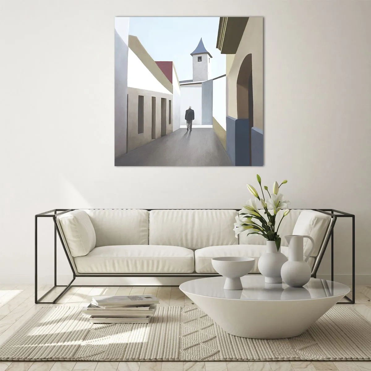 Glastavla - Bild på glas - Solig promenad - 70x70 cm