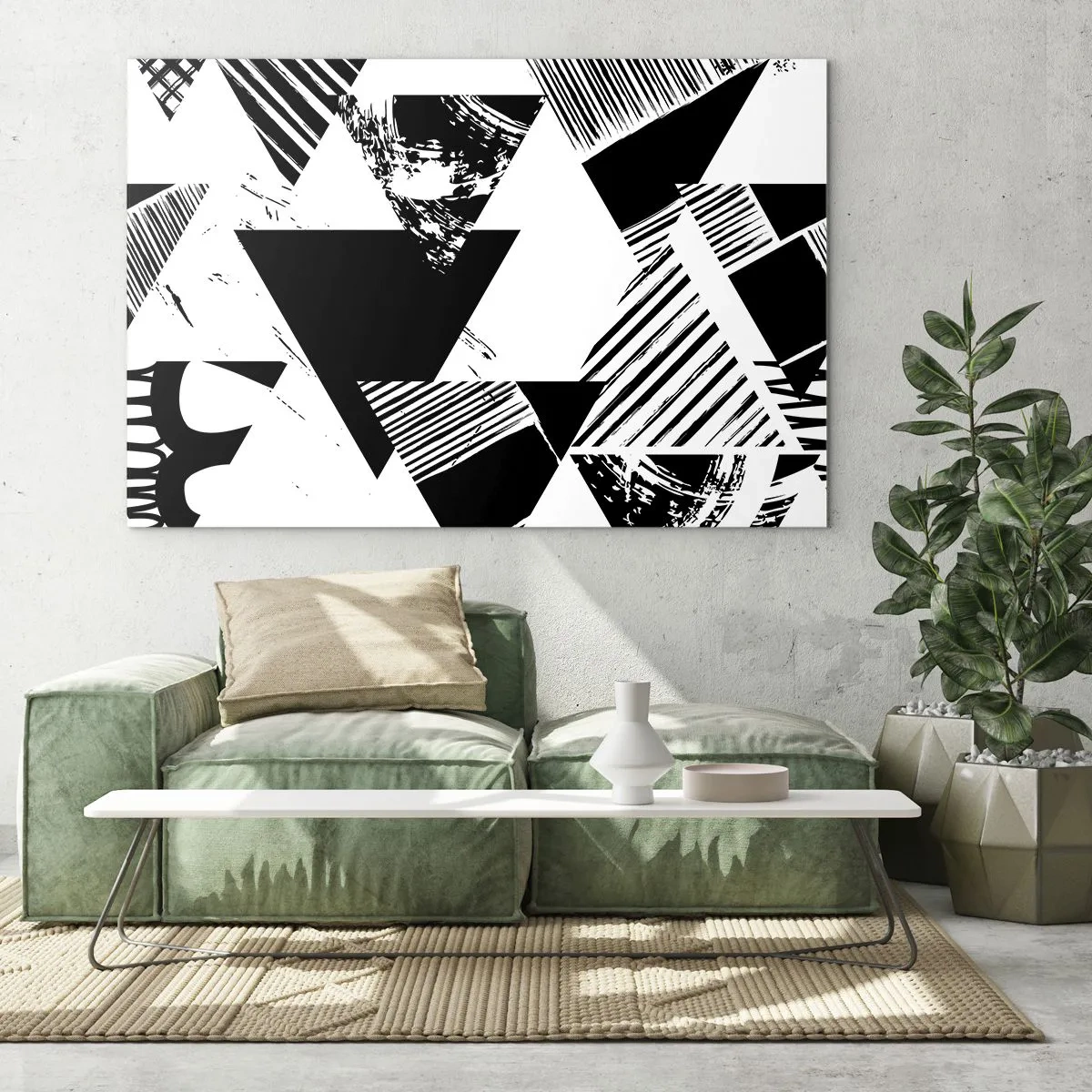 Glastavla - Bild på glas - Det regnar trianglar - 100x70 cm