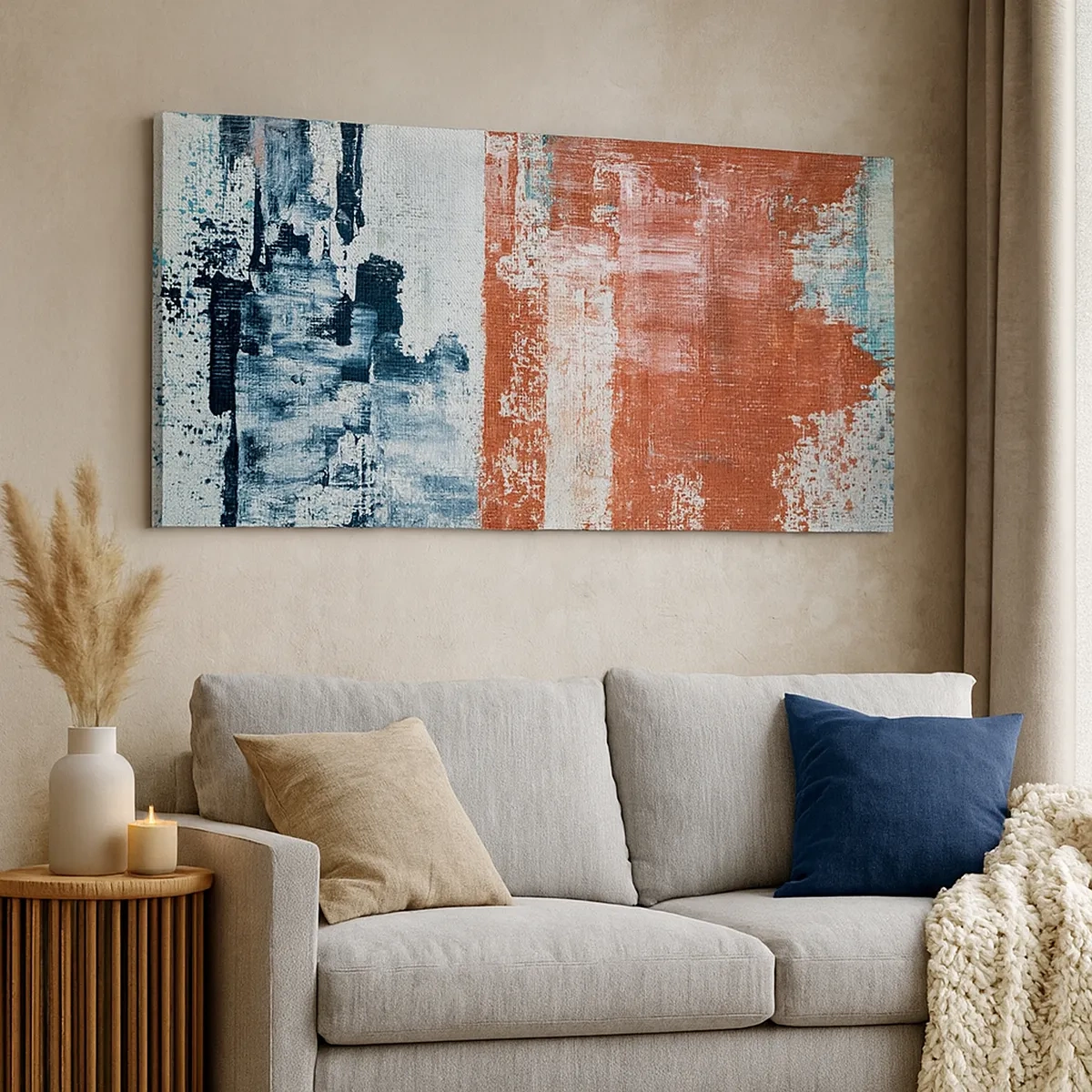 Canvastavla - Bild på duk - Abstrakt halvt om halvt - 30x30 cm