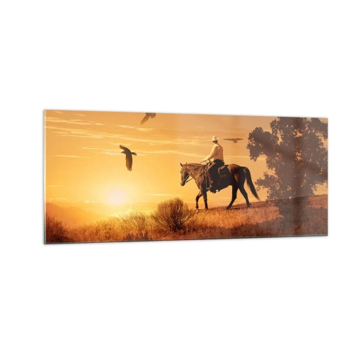 Glastavla - Bild på glas - Ensamt genom prärien - 100x40 cm