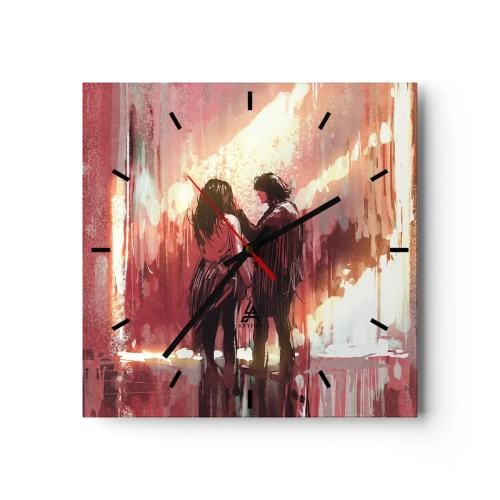 Väggklocka - Klocka på glas - Kärlekens eviga spektakel - 30x30 cm