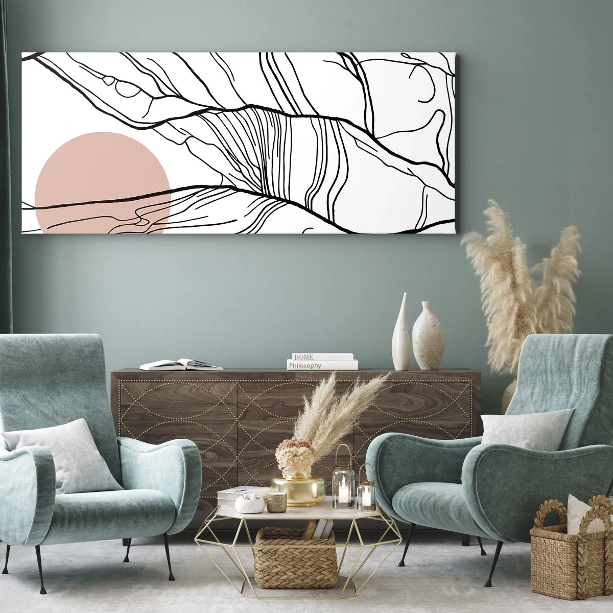 Canvastavla - Bild på duk - I grenarnas nät - 100x40 cm
