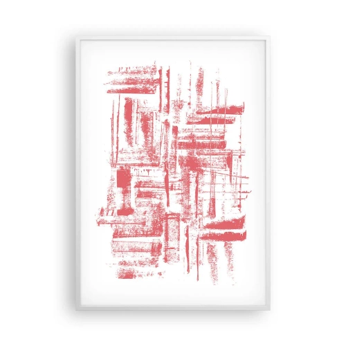 Affisch i vit ram - Röd stad - 70x100 cm