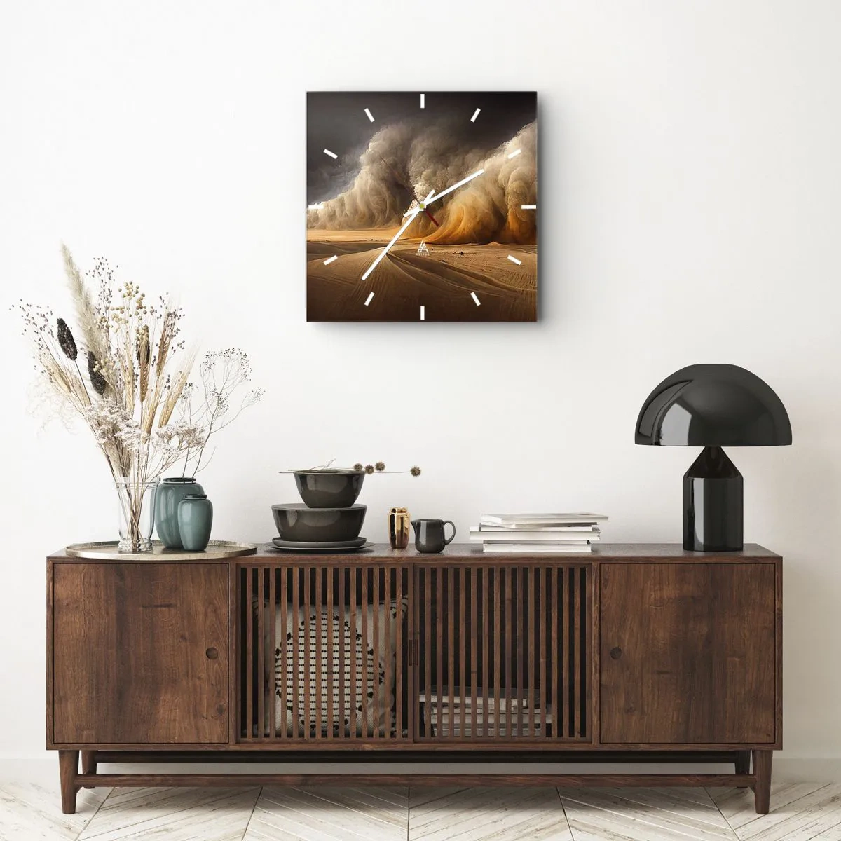 Väggklocka - Klocka på glas - Öknens vrede - 40x40 cm