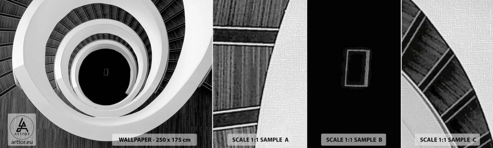 Provbit av fototapet Premium Canvas - Till sakens kärna - Bit, Abstraktion, Spiraltrappa - 100x30 cm