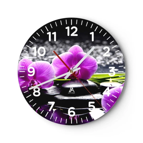 Väggklocka - Klocka på glas - Drunkna i tystnad och lugn - 40x40 cm