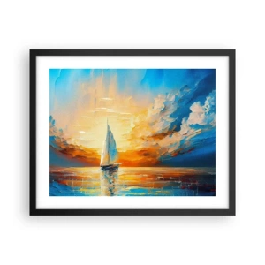 Affisch i svart ram - Segla i gult - 50x40 cm