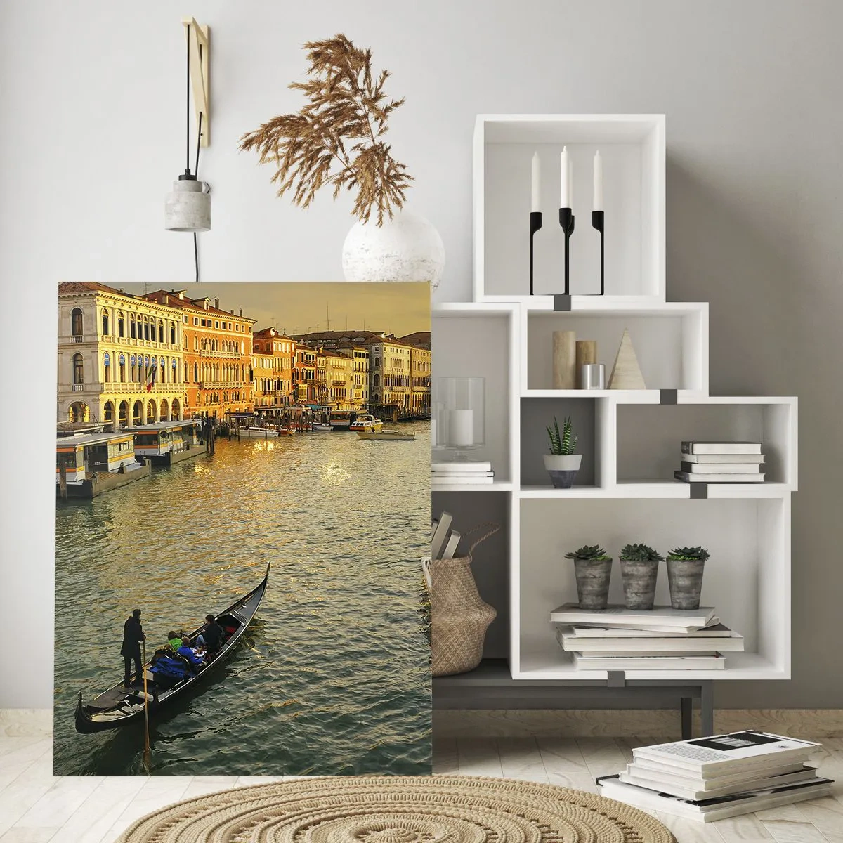 Glastavla - Bild på glas - På soliga sidan av gatan - 50x70 cm