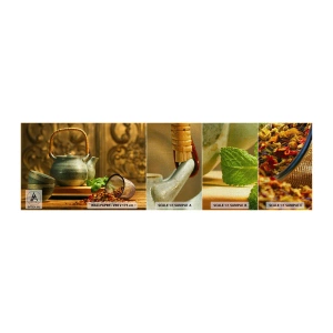 Provbit av fototapet Premium Canvas - Avhandling om tedrickande - Gastronomi, Te, Torkade örter - 100x30 cm