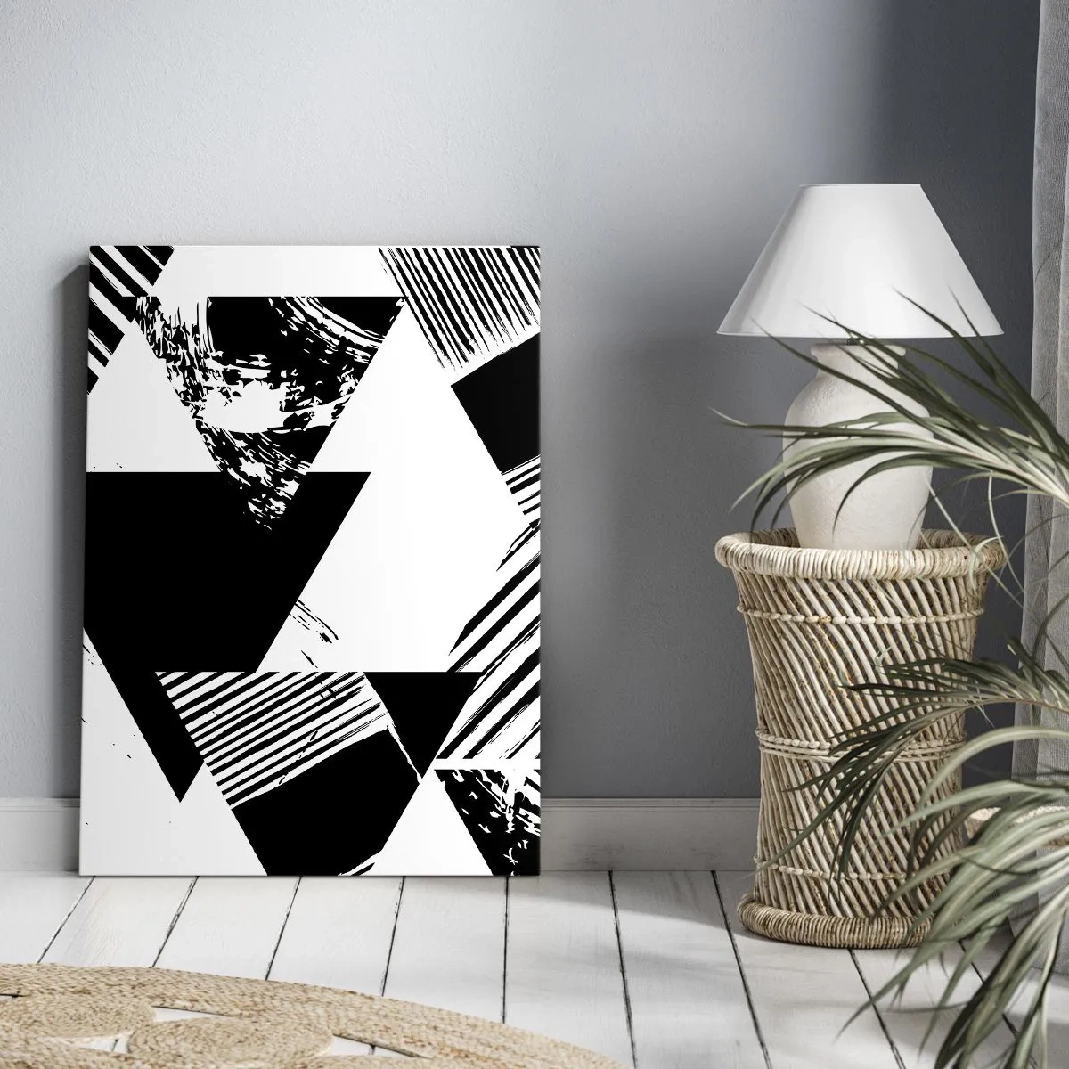 Canvastavla - Bild på duk - Det regnar trianglar - 55x100 cm