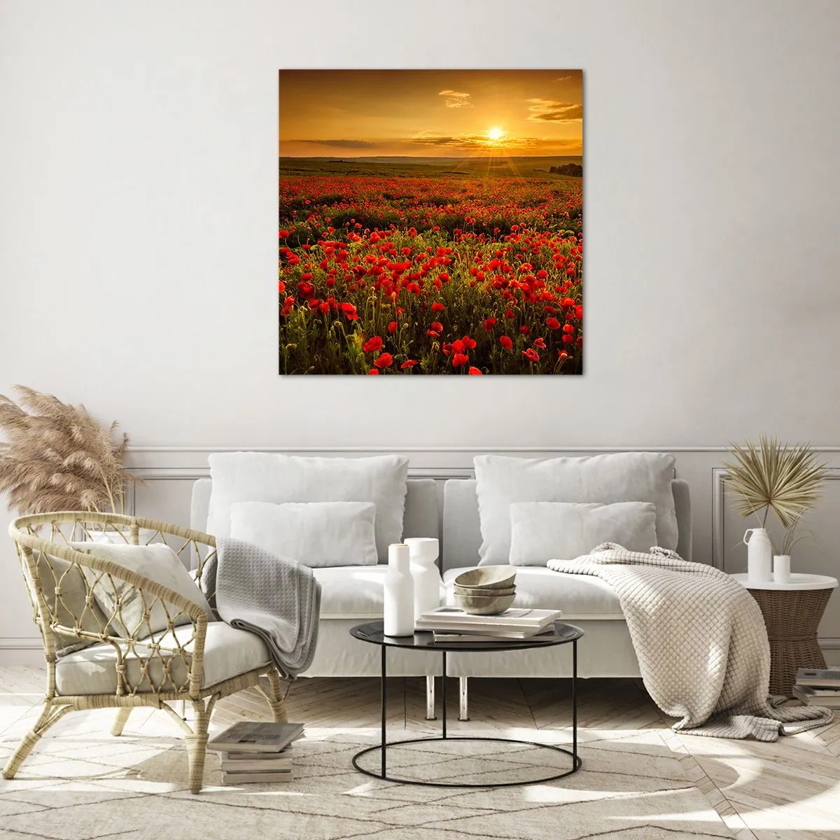 Glastavla - Bild på glas - Bland brusande ängars vågor, bland blommornas flod - 30x30 cm