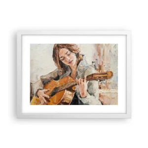Affisch i vit ram - Konsert för gitarr och en flickas hjärta - 40x30 cm