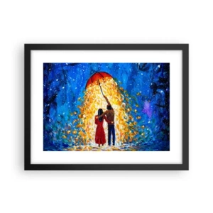 Affisch i svart ram - Magi på en regnig kväll? - 40x30 cm