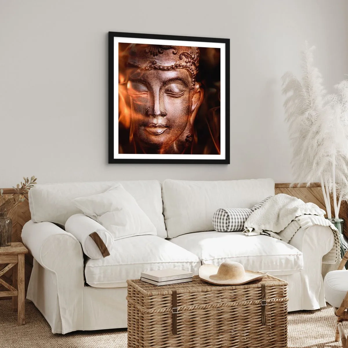 Affisch i svart ram - Det finns bara här och nu - 60x60 cm