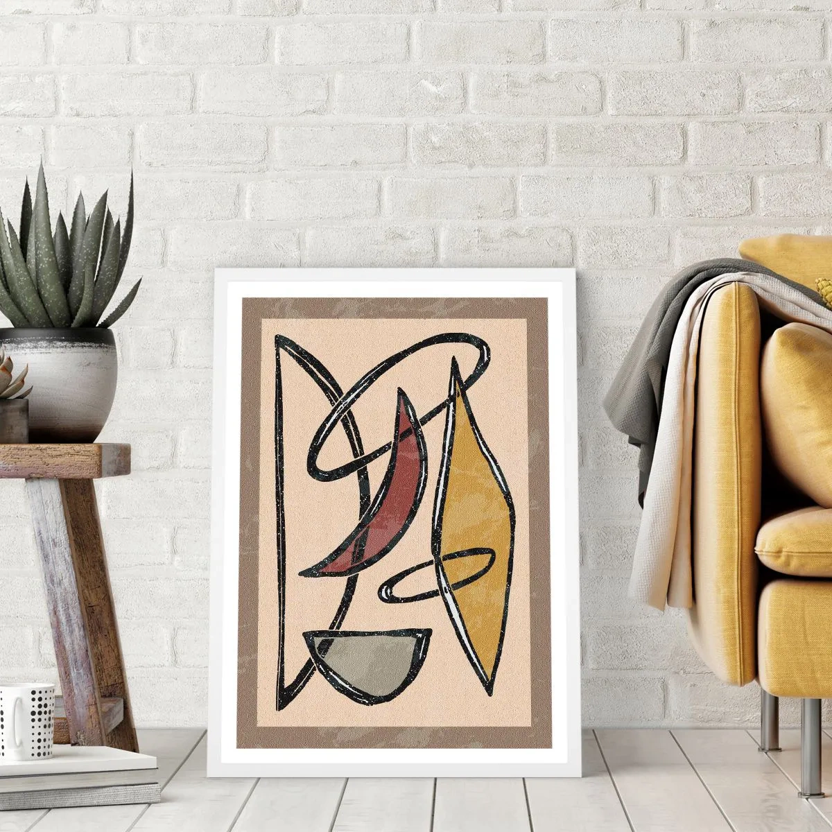 Affisch i vit ram - Komposition - bågar och ovaler - 70x100 cm