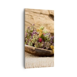 Canvastavla - Bild på duk - Färgglada blommor och doftande örter - 55x100 cm