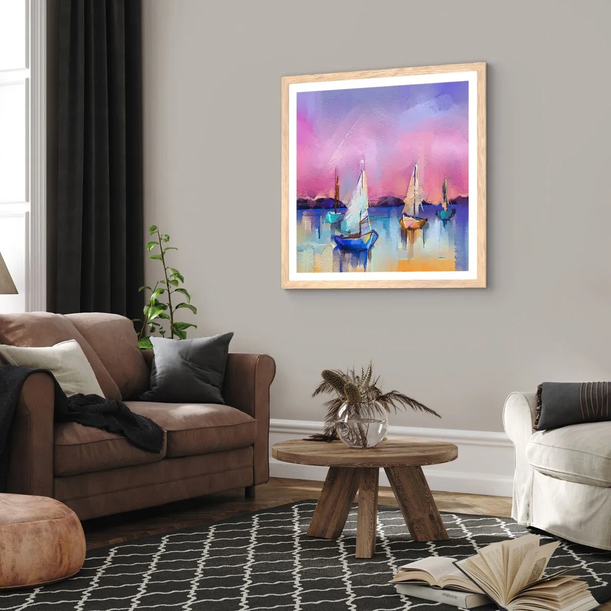 Affisch i ram av ljusek - Riktning: öppet vatten - 60x60 cm