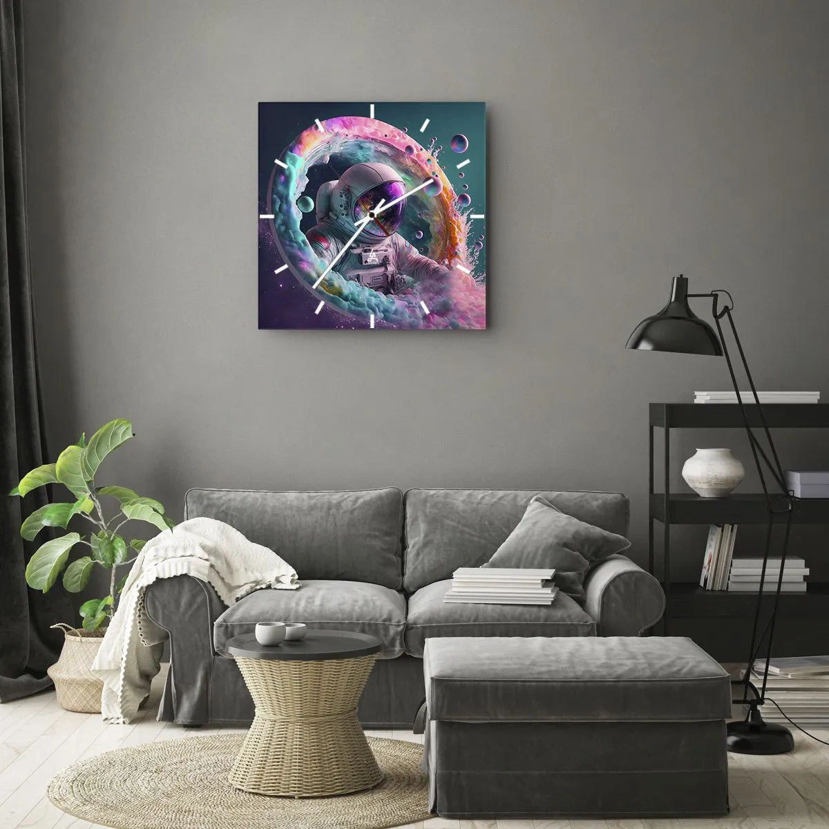 Väggklocka - Klocka på glas - Stjärnport - 40x40 cm