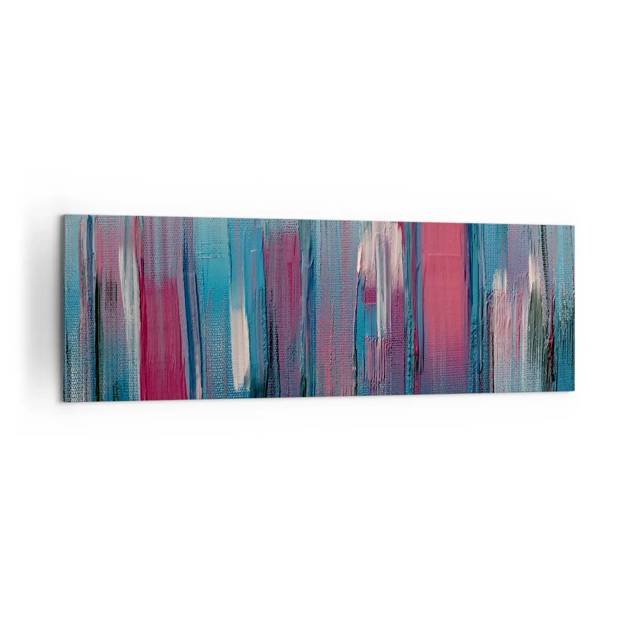 Canvastavla - Bild på duk - Vertikal komposition i blått och rött - 160x50 cm