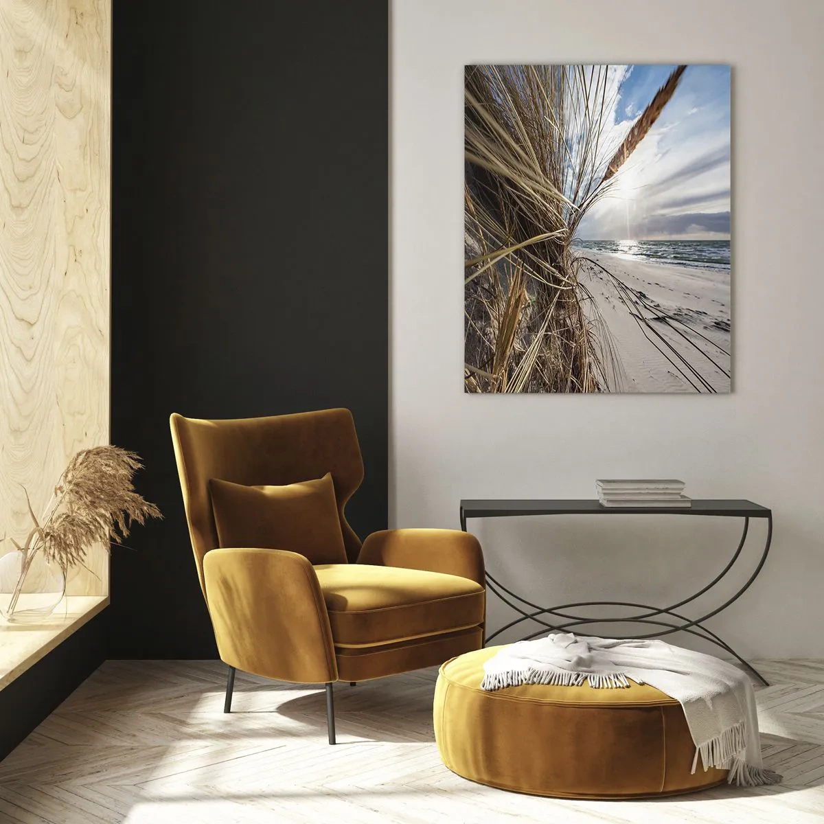 Glastavla - Bild på glas - Elementens möte - 50x70 cm