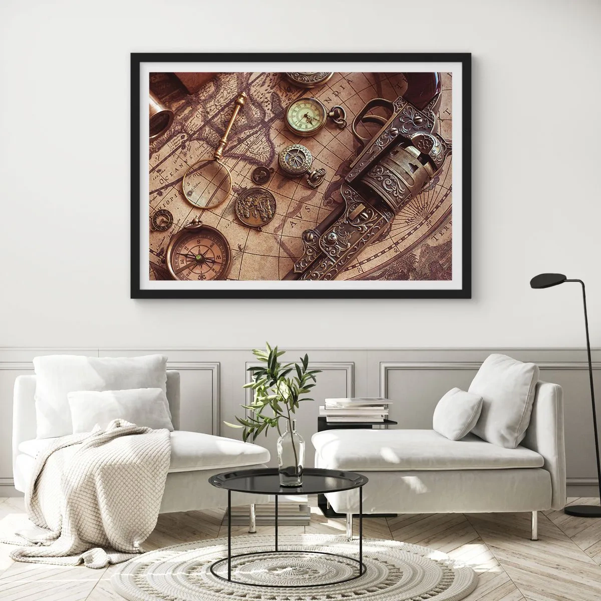 Affisch i svart ram - Äventyret kallar - 100x70 cm