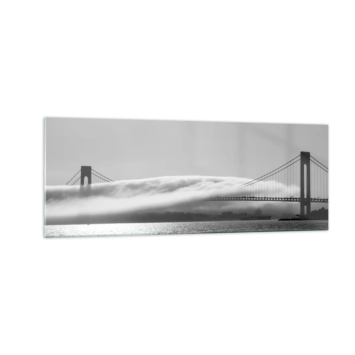 Glastavla - Bild på glas - Passera Golden Gate - 140x50 cm