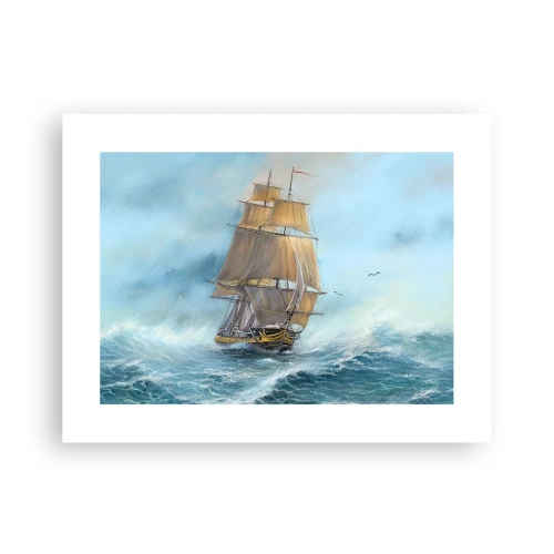 Affisch - Vinkande genom vågorna - 40x30 cm