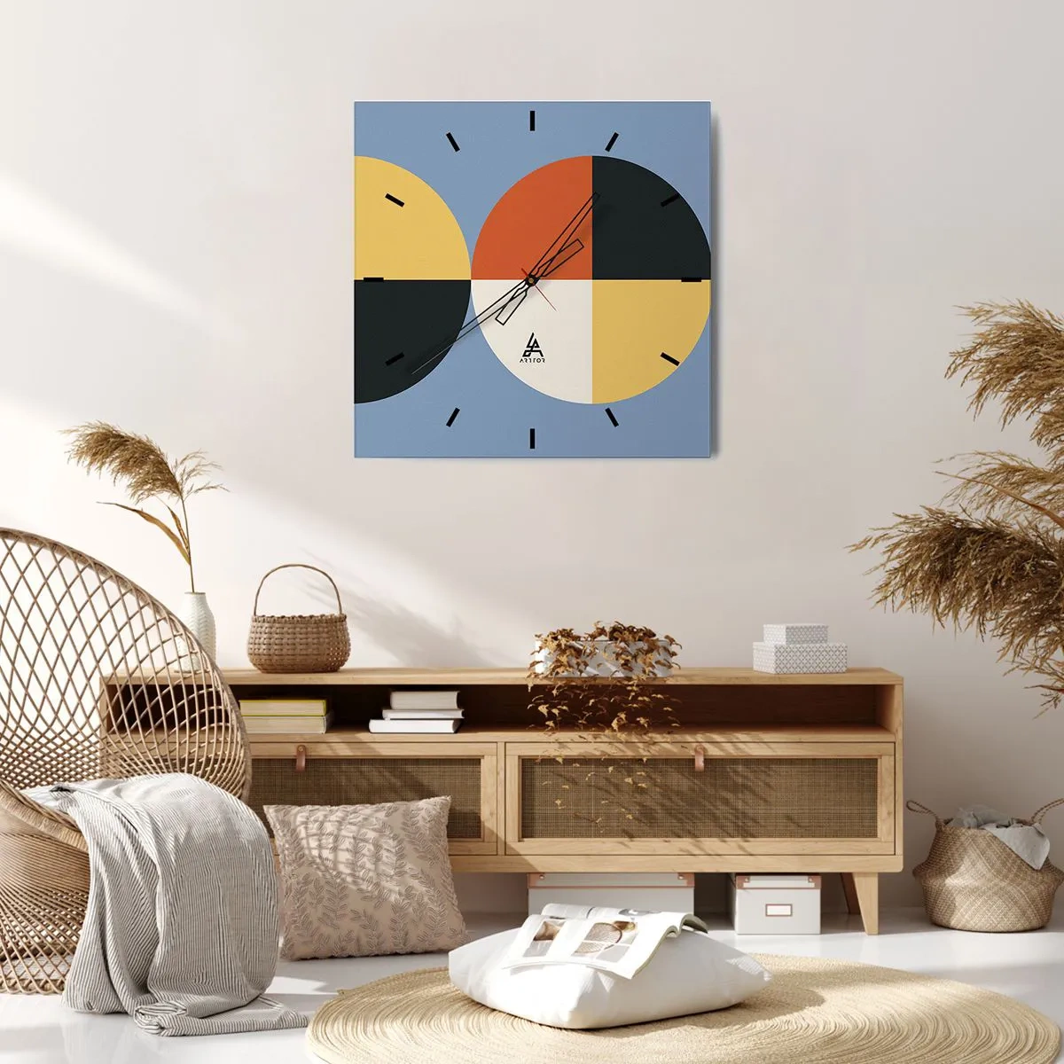 Väggklocka - Klocka på glas - Titta och räkna - 40x40 cm