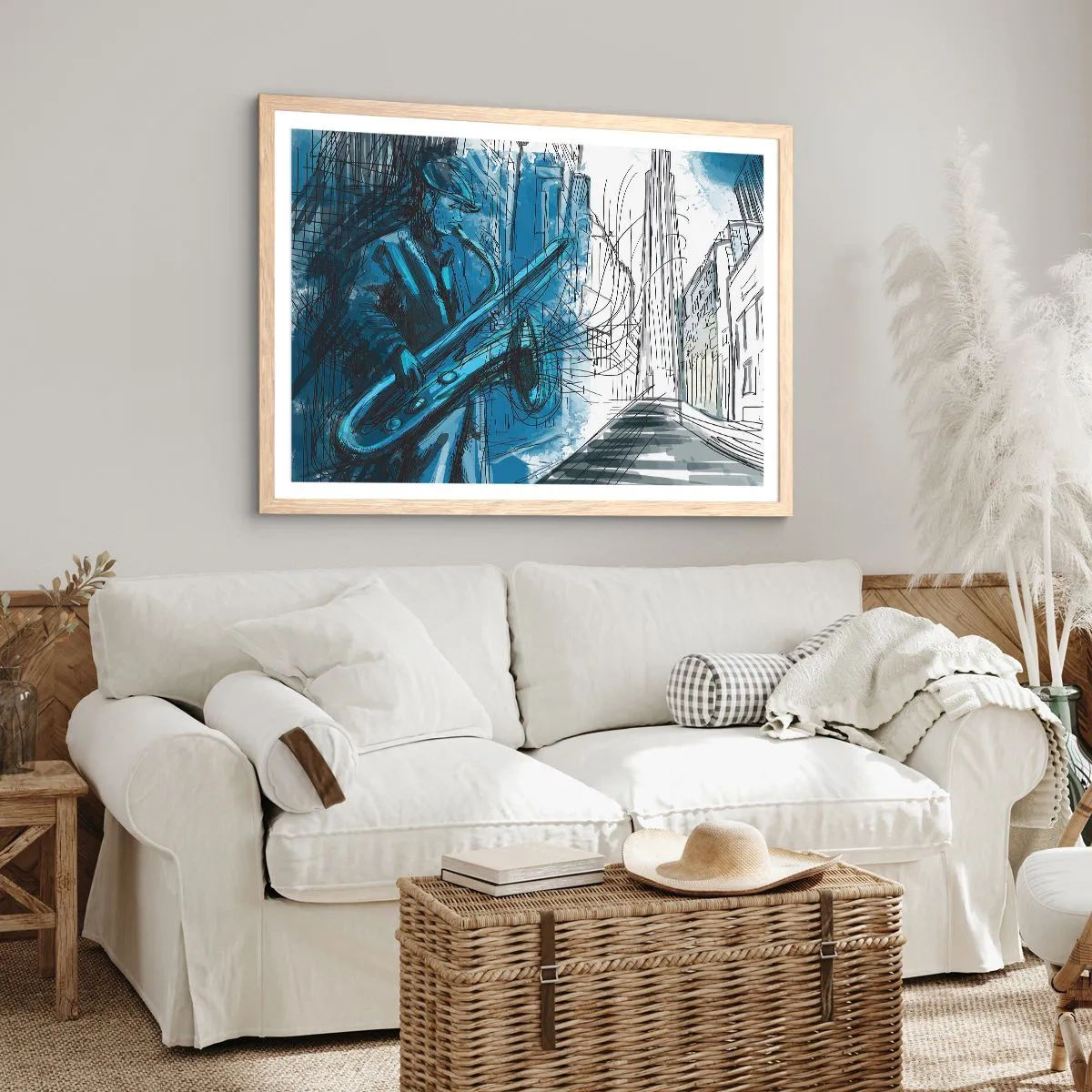 Affisch i ram av ljusek - Stadsrapsodi - 91x61 cm