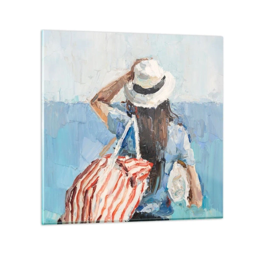 Glastavla - Bild på glas - Välkommen på semester - 30x30 cm