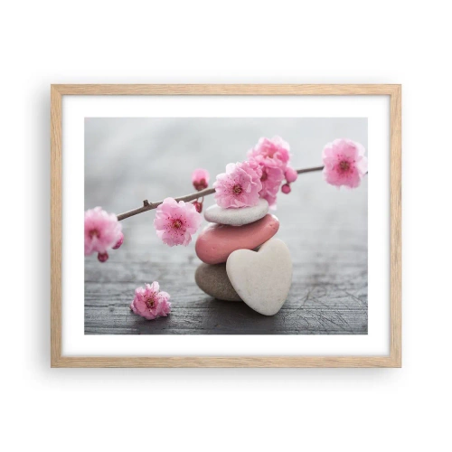 Affisch i ram av ljusek - Salighet med körsbärsblomma - 50x40 cm