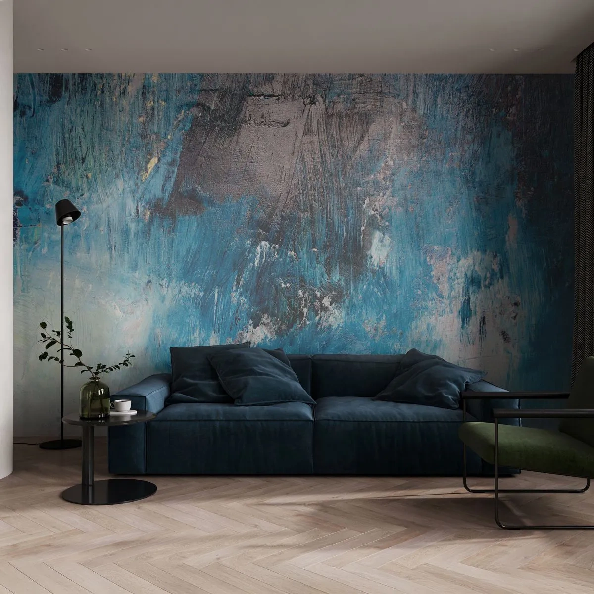 Fototapet Standard Eco - Blå rapsodi - Abstraktion, Bit, Modern konst - 400x280 cm