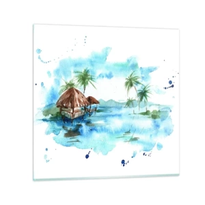 Glastavla - Bild på glas - Någonstans i Stilla havet - 30x30 cm